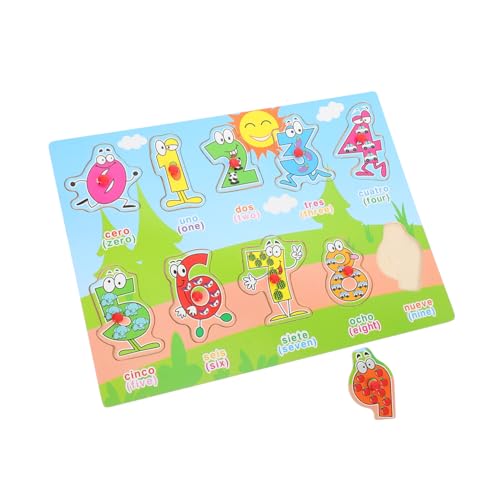 Alasum 1 Satz Spanisches Puzzle Rätsel Kinderspielzeug Puzzlematte Kinder Spielzeug Puzzlebuch Jigköpfe Tiere Spielzeug Kleinkindspielzeug Kleinkind Spielzeug Spielzeuge Puzzle-Brett Holz von Alasum