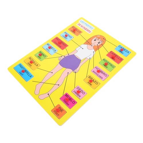 Alasum 1 Satz Spanisches Rätsel holzspielzeug kinderpuzzle spaß Kleinkind rätsel menschliche Körperteile puzzletisch Puzzlekleber Kindererkennungsspielzeug Lehrmittel von Alasum