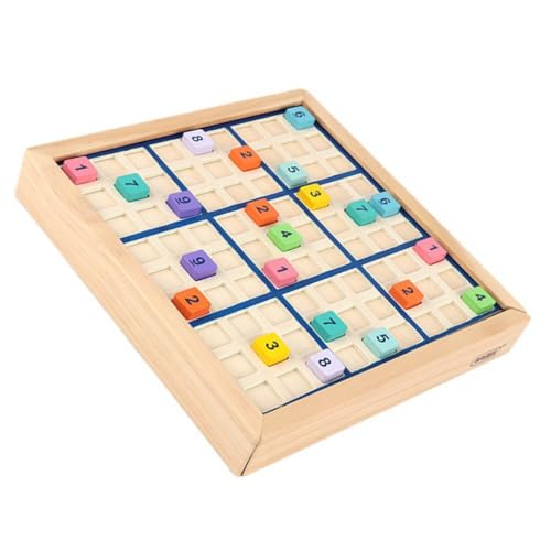 Alasum 1 Satz Spiel Schach pädagogisches Lern-Sudoku-Spielzeug Kinder rätsel Kinder brettspiele gesellschaftsspiele für Kinder Mathe-Sudoku-Spielzeug Schachspiel mit neun Gittern hölzern von Alasum