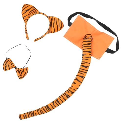 Alasum 1 Satz Tiger-Stirnband Tiger Ohren haarreif Stirnband mit Tierohren Kleid mit Tiermotiv Dschungeltierhaarband Plüsch Fliege Tigerohr Haarband Tigerschwanz Tigerschwänze Plastik von Alasum