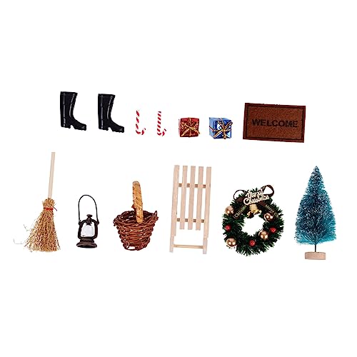 Alasum 1 Satz Weihnachtliche Mini-Dekorationen Figuren Dekor Mini-weihnachtsbäume Puppenhaus Weihnachtsdekoration Weihnachts-miniaturbausatz Kindergeschenk Dekorative Wohnaccessoires Holz von Alasum