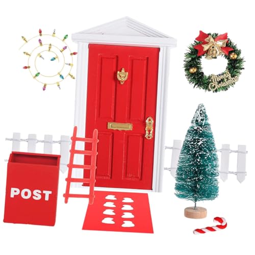 Alasum 1 Satz Weihnachtsdekoration künstlicher Weihnachtsbaum Wohnlayout- Mini-Weihnachtskranz Spielzeug Cute Decor Weihnachts Figuren Mini-Möbelmodell Weihnachts-Miniatur- Holz von Alasum