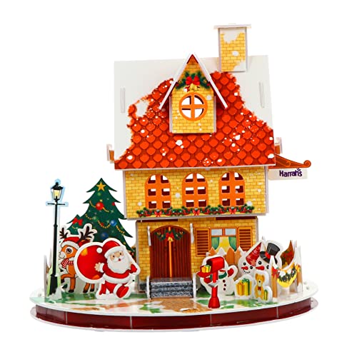 Alasum 1 Satz Weihnachtshäuschen Weihnachtspuzzles Weihnachtsdorf-Puzzle Weihnachts-Puzzle-Spielzeug Urlaub Puzzles Weihnachtspuzzle Für Kinder Erwachsene 3D-weihnachtshaus-Puzzle Papier von Alasum