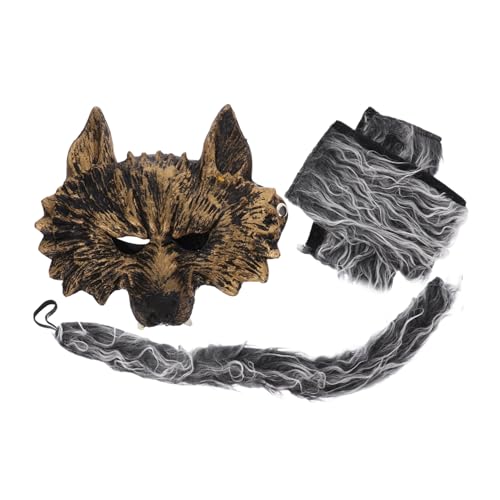 Alasum 1 Satz Werwolf-anzug Wolfshandschuhe Wolf-cosplay- Wolf-cosplay-kostüm Wolf-cosplay-maske Fuchsmaske Karnevalsmaske Zubehör Für Tierkostüme Therische Maske Wolfsschwanz Samt von Alasum