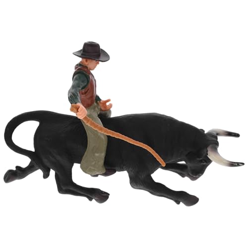 Alasum 1 Satz Western-Cowboy-stier Desktop-stier-schmuck Menschliche Figuren Spielzeug Bullrider-Modell Desktop-sammelfigur Stier Mit Reiterspielzeug Bullenreiten Spielzeug Stierfigur PVC von Alasum