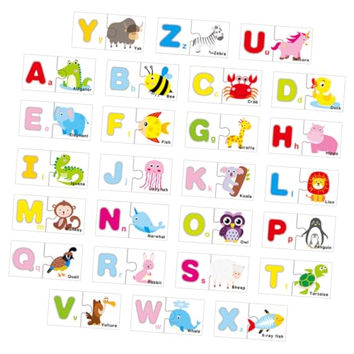 Alasum 1 Satz Wortspielzeug Alphabete Puzzles Karteikarten ABC Lernkarten Kinderspielzeug Kleinkind Puzzle Alphabet Lernkarten Kinder Lernspielzeug Kinder Buchstaben von Alasum