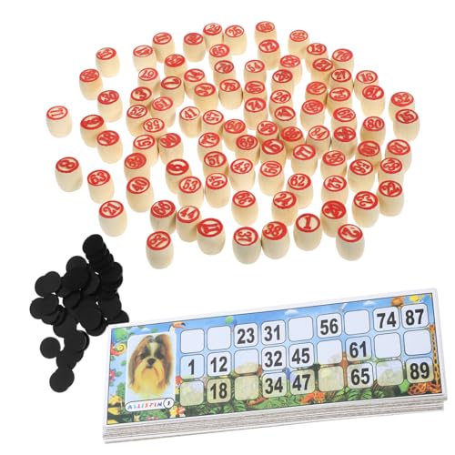 Alasum Ich 1 Satz Zahlenschachspiel Tischspiele Bausatz Bingo-Maschine Dame Brettspiel Spielzeuge Unterhaltungsspiele Partyspiel Toy Bingo-Spiel-Requisiten Bingo-zahlenkarten Hölzern von Alasum