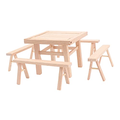 Alasum 1 Satz Zusammengebaute Holztische Und Stühle Lustiges Montagespielzeug Kindermöbel Puppenhaus-Miniatur-Ornament Miniatur-zubehör Miniaturornament Mini-möbel Kinder Spielset Hölzern von Alasum