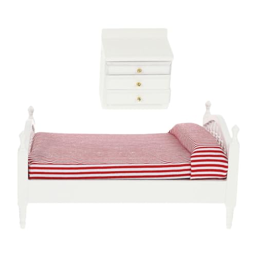 Alasum 1 Satz puppenhaus doppelbett Mini- -Doppelbett Bettmodell puppenhaus königin Bett Kinderspielzeug Schlafzimmer Bedroom Miniaturmöbelmodell Mini-Hauseinrichtung Birkensperrholz von Alasum