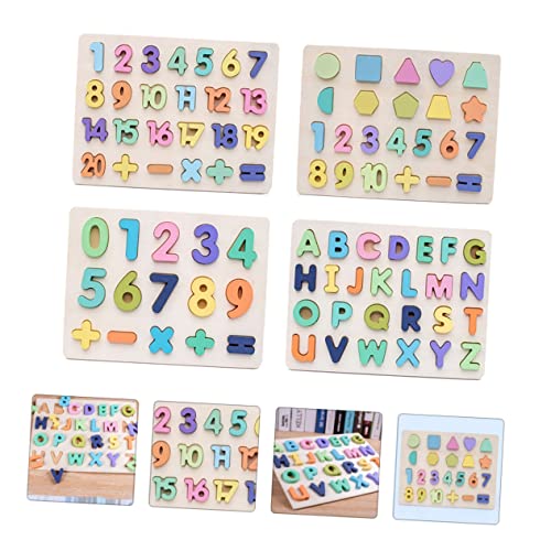 Alasum 1 Set 4 Teiliges Puzzle Früherziehungsspielzeug Zahlenspielzeug Puzzle Für Kinder Spielzeug ABC Lernspielzeug Zahlen Alphabet Blöcke Alphabet Steckpuzzle Rätsel Für ABC von Alasum