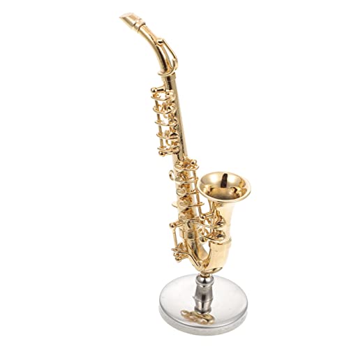 Alasum 1 Set Altsaxophon Miniaturspielzeug Mini Saxophon Spielzeug Miniaturpuppe Saxophon Kinder Saxophon Möbelzubehör Miniatur Saxophonfigur Musikinstrument Metall Golden von Alasum