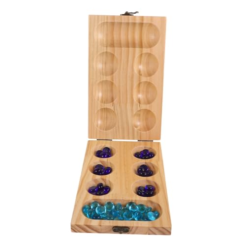 Alasum 1 Set Holz Mancala Brettspiel Set 48 Stücke Mancala Steine ​​tragbare Reise Brettspiel Für Kinder Und Erwachsene Reise Spiele von Alasum