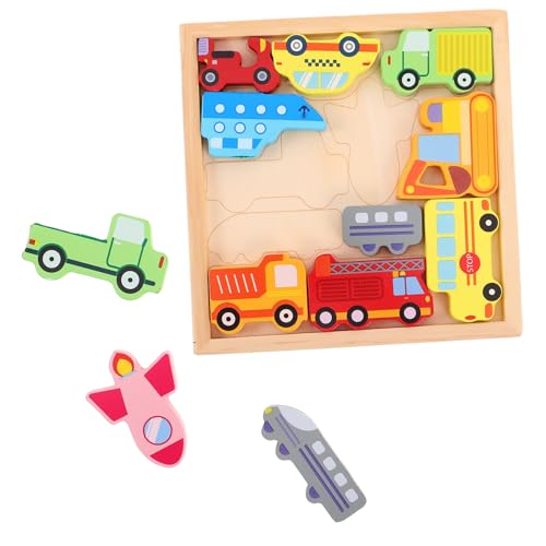 Alasum 1 Set Holzpuzzle Für Kinder Spielzeugfahrzeug Sortier Und Stapelspielzeug Transportfahrzeug Großes Puzzle Für Vorschulkinder Kleinkinder Unterrichtsspielzeug von Alasum