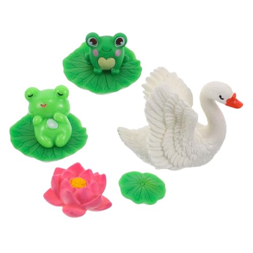 Alasum 1 Set Mini Frog Swan Mini Ornamente Office Desk Fischtank Office Frosch Figur Garten Frosch Fischdekor Für Tank Frosch Zubehör Miniaturtiere Mini Figuren Harz von Alasum