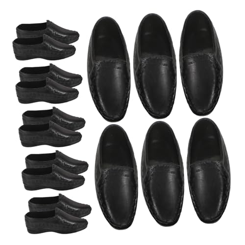 Alasum 10 Paar Lederschuhe Für Prinzenpuppen Mini-schuhverzierungen Puppenschuhe Puppenmädchenschuhe Puppen-DIY-kostüm Dekorative Minischuhe Kinder Minischuhe Spielzeug Plastik Black von Alasum