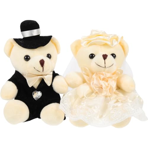 Alasum 10 STK Hochzeitsbärenpuppe Spitze Bären Puppe Kleine Bärenpuppe Bärenverzierung Stofftierspielzeug Simulationsbärendekor Mini-Paar Bären Tierzimmerdekorationen Pp Baumwolle Weiß von Alasum