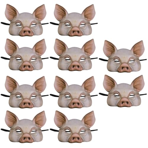 Alasum 10 Stk Schweinemaske für Maskerade Kinder Maskerade -Gesichtsmaske für Männer halloween masken halloweenmaske Spielzeugtiere Schweineohren Tiermaske halbe Gesichtskugelmaske von Alasum