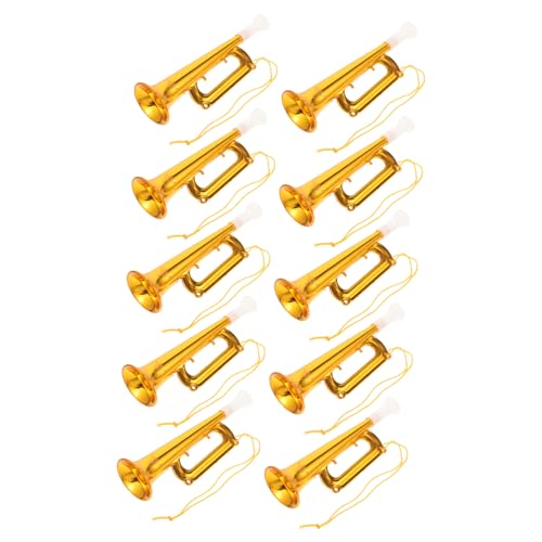 Alasum 10 Stück Konzert Trompete Lärm Instrumente kleine Trompete Lange Trompete Musical Instruments Toy Hornbläser Trompetenkinder Kindertrompete Abs Golden von Alasum