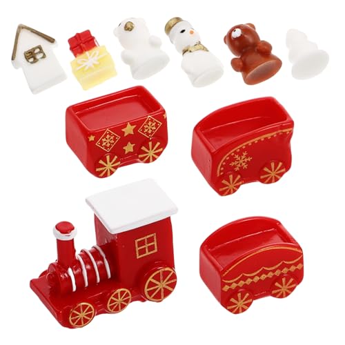 Alasum 10 Teiliges Set Mikro Landschaft Weihnachtsbox Weihnachtszüge Hölzerner Zug Ornament Gleise Zug Für Zug Spielzeugeisenbahn Skulptur Holzzug Winterdekoration von Alasum