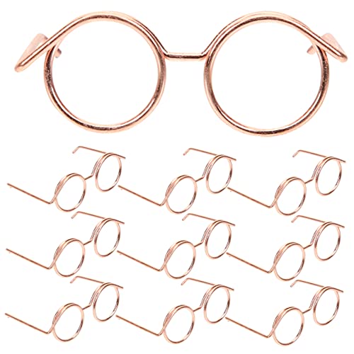 Alasum 10St Metallbrille Puppe Stoff für Miniaturen Igel Brille Augenstoff kindertagsgeschenke doll Accessories Miniaturbrille Brillen Babykleidung Miniatur-Dinge Rose Gold von Alasum