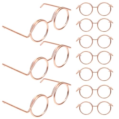 Alasum 10St Puppenbrille Sonnenbrillen für Damen Sonnenbrille in Herzform Zubehör für puppenkleidung doll Accessories Puppe Sonnenbrille Mini entzückende Mini-Brille Metall Rose Gold von Alasum