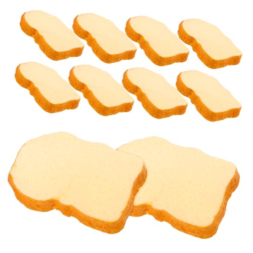 Alasum 10St Simulierte Toastscheiben Party Dekoration küchen Dekoration Realistische Lebensmittel Deko Essensspielzeug Essen Brot künstlicher Brotlaib Kuchen PVC Beige von Alasum