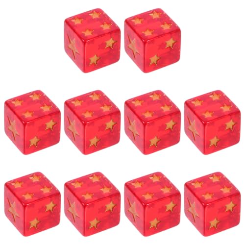 Alasum 10st Fünfzackiger Sternwürfel Würfel Für Rollenspiele Standard-spielwürfel Pin-Spiel Für Die Abschlussfeier Partywürfel Spiel Würfel Acryl Würfel Künstlerwürfel Rot Harz von Alasum