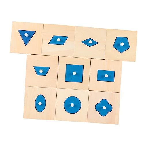 Alasum 10st Geometrietafel Formknopf-Puzzle Stapelring Kinderrätsel Kinderspielzeug Formerkennungsspielzeug Puzzle Für Kinder Vorschul-stapelblock Form-stöpsel-Puzzle Bausteine Hölzern von Alasum