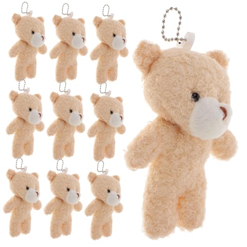 Alasum 10st Teddybär- Tiere Plüsch Schlüsselanhänger Kleiner Bär Kleine Bären Masse Kleiner Ausgestopfter Bär Blumenstrauß Puppe Bär Schlüsselanhänger Plüsch -Fleece Beige von Alasum