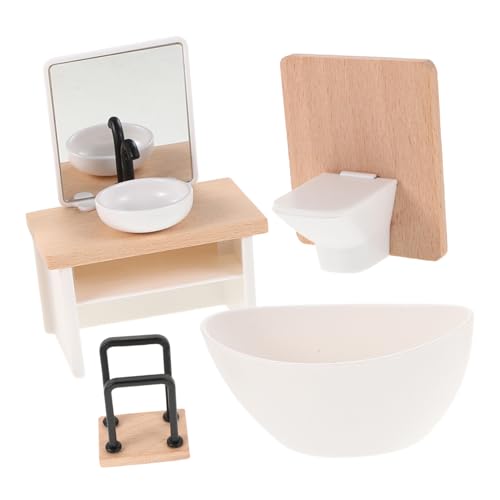 Alasum 12 Miniatur Badezimmer Set Mit Waschbecken Badewanne Handtuchhalter Und Toilette Puppenhaus Badezimmermöbel Zubehör 4 Teiliges Set Für Kreative Spielwelten von Alasum