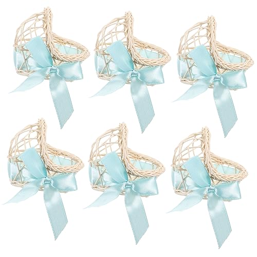 Alasum 12 STK Blumenkorb Kinderwagen Wiege Kleiner Korb Mit Henkel Kleiner Picknickkorb Winzig Aufbewahrungskorb Ornament Weidenkorb Miniaturen Körbe Puppenhausbedarf Blue Stoff von Alasum