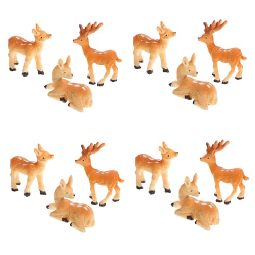 Alasum 12 STK Mikrolandschaftstiere Hirsch Kuchen Topper Miniatur-hirschfigur Miniatur-Rentier Tierstatue Rehkitz-Statue Schneekugel-Set Zum Selbermachen Mini-hirschfiguren Harz Orange von Alasum