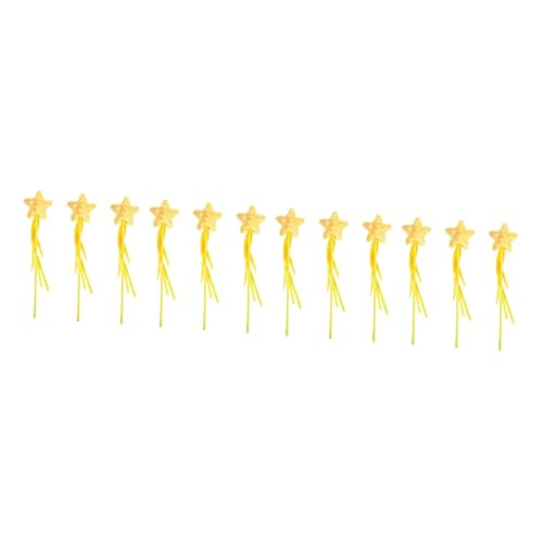 Alasum 12 STK Zauberstab Mädchen Spielzeug sternförmige Feenstäbe Glitzer Zauberstäbe Glitzersterne Zauberstäbe heeloween Fairy Wand dekorative Hexenstäbe Kinderfeenstöcke Stoff Yellow von Alasum