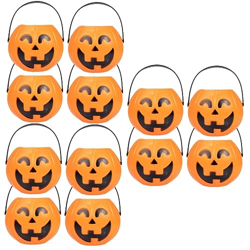 Alasum 12 Stk Kürbis Bonbonglas Kürbis Süßigkeiten Kürbis Eimer Süßigkeiten Eimer Halloween-party-eimer Laterne Led-kürbiseimer Mit Griff Halloween-süßigkeitshalter Kürbistopf Abs von Alasum