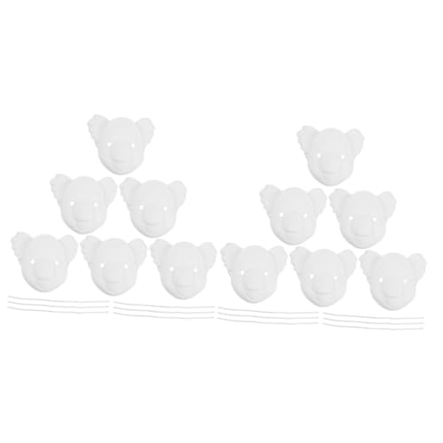 Alasum 12 Stk handgezeichnete Tiermaske Halbmasken leer Kindermasken Make-up-Kits tiermasken für kinder kindermundschutzmaske Schminkkasten Gesichtsmaske Papiermaske bemalbare Maske Weiß von Alasum