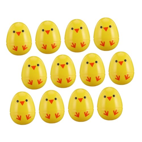 Alasum 12St Küken bedruckte Eier Seifenblasenmaschine Blase Zauberstab Eierbecher Eierjagdkorb sehr ostern ostereier easter toys Osterzubehör osterversorgung Plastik Yellow von Alasum