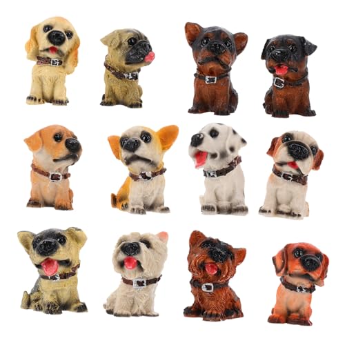 Alasum 12st Künstlicher Hund Figuren Spielzeug Hundefiguren Spielset Spielzeug in Form Von Hundefiguren Welpenfiguren Spielset Hundeornament Hundeschmuck Desktop-ornament Harz von Alasum