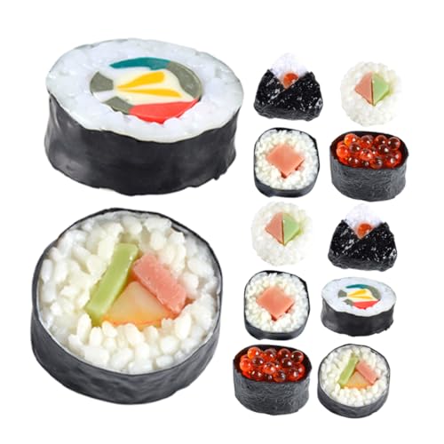 Alasum 12 Stücke Japanische Sushi Simulation Modelle Gefälschte Sushi Lebensmittel Prop High Fidelity PVC Material Vielseitig Verwenden von Alasum