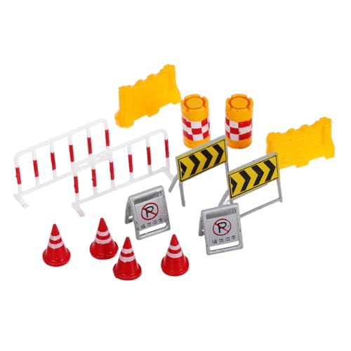 Alasum 14 STK Verkehrsbarrikadenmodell Kleiner Verkehrskegel kleine Baukegel Verkehrsschilder für Kinder Verkehrsspiel Bauzeichen Spielzeug Stoppschild-Rucksack Stop-and-Go-Schild Harz von Alasum