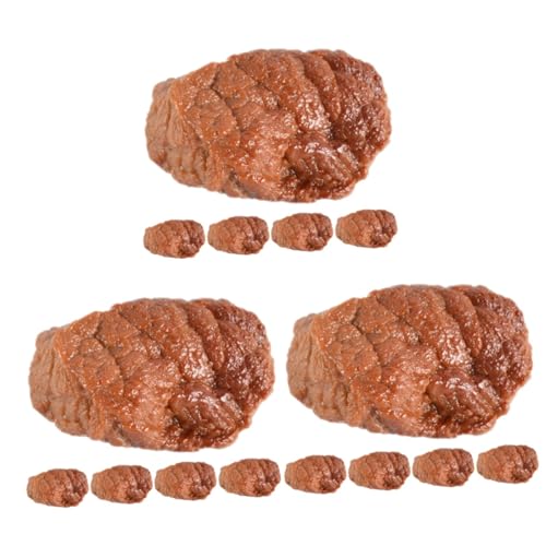 Alasum 15 STK Beef-Nugget-Modell Gefälschte Lebensmittel Fleischdekoration Aussehendes Falsches Fleisch Requisite Für Gefälschtes Fleisch in Der Küche Fake-Fleisch-Modell PVC Brown von Alasum