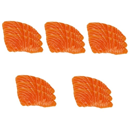 Alasum 15 STK Modell Lachsfilet simulierter Lachs gefälschte Lebensmitteldekore Mini-Essen künstliche Fische dekofische Dekorationen für Sushi-Teller naturgetreue Lachsscheiben PVC Orange von Alasum