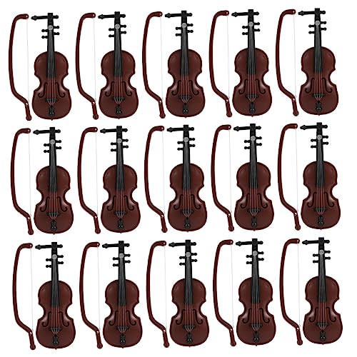 Alasum 15 Sätze Mini-Geige kleine Geige Mini-Violine-Modell winzige Instrumente winzige Geigen musikinstrumente Musical Instruments Desktop-Dekorationen Violine Handwerk Plastik rot von Alasum