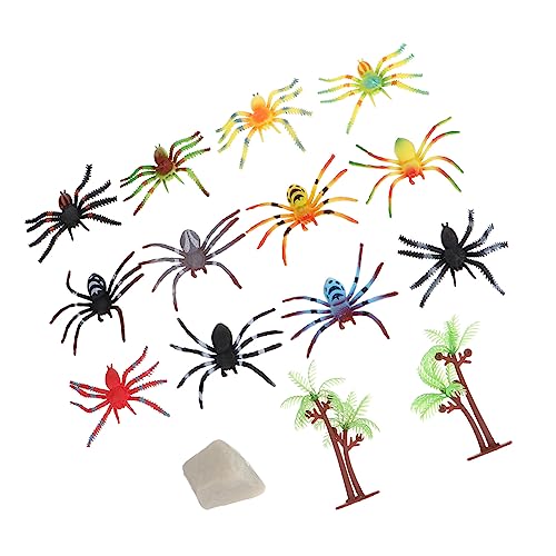 Alasum 15 Stück Simulation Spinnenmodell Spinne Actionfigur Spinnenspielzeug Streich Knifflige Spinne Halloween Streich Requisiten Spinnenkuchen Halloween Tischstreuer Stofftier Set PVC von Alasum