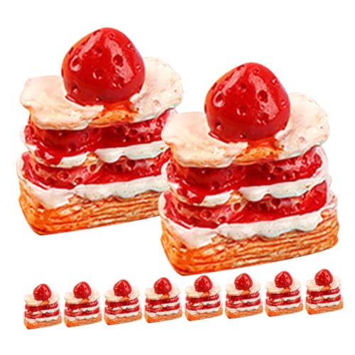 Alasum 15St Erdbeer-Sahne-Torte hochzeitsdeko hohzeitdeko cake decorating cake decoration hausdeko Kuchen realistisches essen Mini- -Rollenspiel Dessert-Modelle Mini-Dessert Harz rot von Alasum