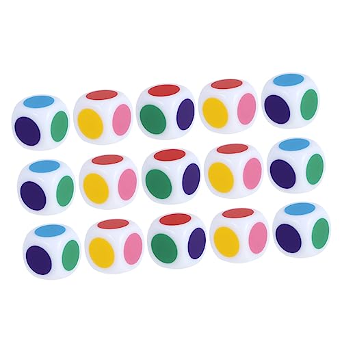 Alasum 15st Farbig Bedruckte Würfel Partygeschenke Färben Würfel Farbwürfel Für Schüler Interaktive Zählwürfel Spiel-Requisiten Würfeln Beibringen Würfel Zählen Acryl Colorful von Alasum