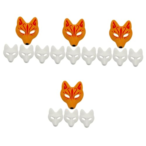 Alasum 16 Stk Fuchs Maske Fuchsmaske halloween maske Masken zum Bemalen fox mask weiße Maskerademaske weiße Papiermaske Halloweenkostüm unbemalte Masken leere Halloween-Maske Pu von Alasum