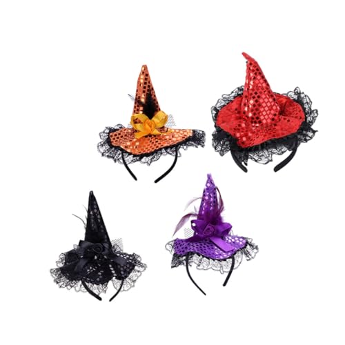 Alasum 16 Stk Stirnband Halloween-kopfhörer Halloween-kopfschmuck Kinder Haarband Halloween-hüte Für Frauen Halloween-handwerk Halloween-party Bevorzugt Hexenhut-haarband Feder von Alasum