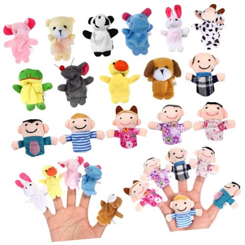 Alasum 16 Teiliges üsch Fingerpuppen Set Mit Tier Und Familienmitgliedern Interaktive Handpuppen Für Ideal Für Geschichtenerzählen Und Spielzeit Zufälliges Muster von Alasum