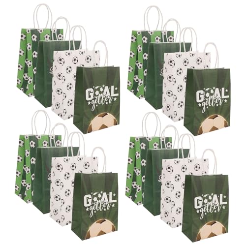 Alasum 16St Geschenktüte mit Fußballmotiv Fußball Geschenktüte Sportparty Geschenktasche Taschen mit Fußballaufdruck Partytüten aus Papier Geschenkverpackungsbeutel mittlere Geschenktüten von Alasum