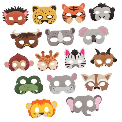 Alasum 16st Party-Maske Kinder Masken Tierkostüme Für Kinder DIY-bastelsets Für Tiermasken Aus Schaumstoff Tiermasken Für Party Tierische Partygeschenke Dschungeltiermasken Papier von Alasum